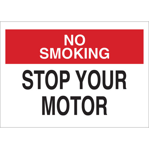 B-120 Fiberglass Reinforced Polyester Rectangle White No Smoking Sign - 14" Width x 10" Height