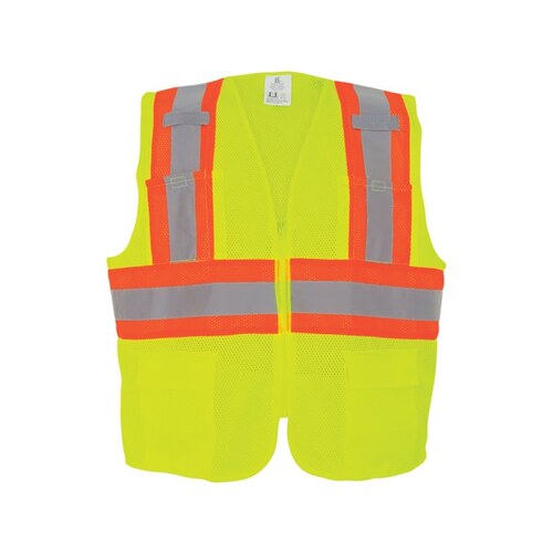 GLO-0035 HV Yellow/Green XS Polyester Mesh High-Visibility Vest - 6 Pockets
