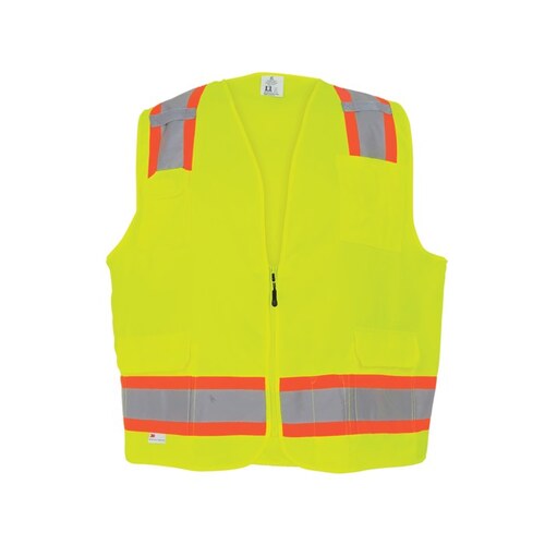 HV Yellow 4XL Polyester Mesh High-Visibility Vest - 7 Pockets