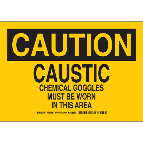 B-555 Aluminum Rectangle Yellow Chemical Warning Sign - 14" Width x 10" Height