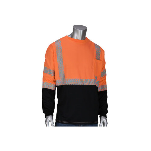 313-1375B Orange Polyester High Visibility Shirt - Long-Sleeve Shirt - ANSI Class 3 Rating - Fits 58" Chest - 31.5" Length