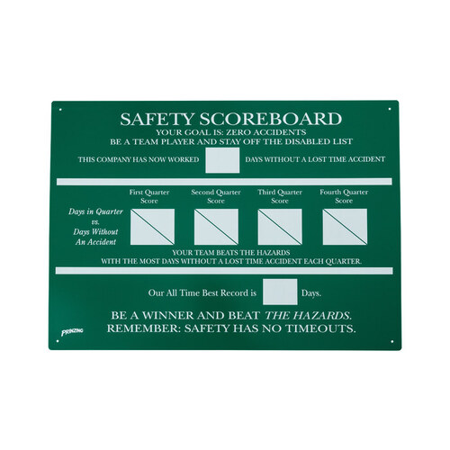 Aluminum Rectangle Green Safety Record Sign - 21.3" Width x 6.2" Height