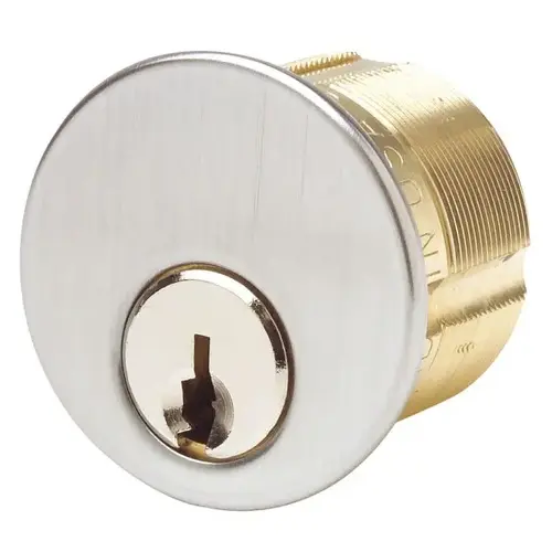 Keyed Different 1" 5 Pin Mortise Cylinder with Weiser E Keyway and Adams Rite Cam Satin Chrome Finish