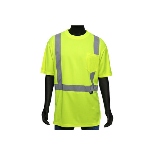 47402 Yellow Polyester Birdseye Mesh High Visibility Shirt - Long-Sleeve Shirt - ANSI Class 2 Rating