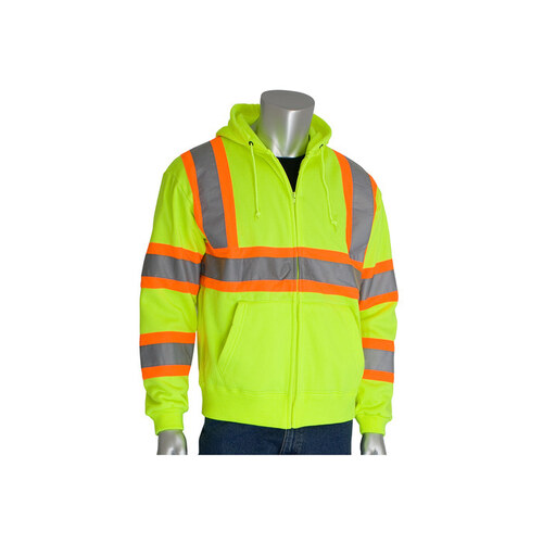 323-HSSPLY Yellow Polyester High Visibility Shirt - Sweatshirt - ANSI Class 3 Rating - Fits 56.8" Chest - 30.7" Length