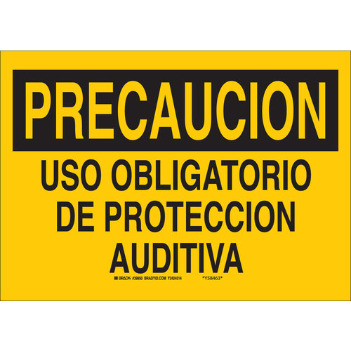 B-401 Polystyrene Rectangle Yellow PPE Sign - 14" Width x 10" Height - Language Spanish