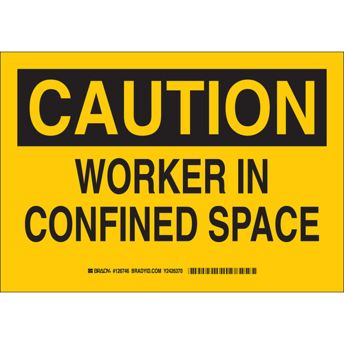 B-302 Polyester Rectangle Yellow Confined Space Sign - 14" Width x 10" Height - Laminated