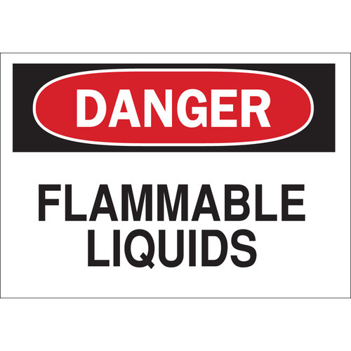 B-555 Aluminum Rectangle White Flammable Material Sign - 10" Width x 7" Height