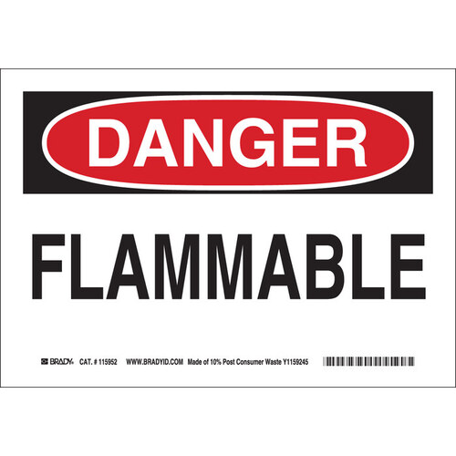 B-586 Paper Rectangle White Flammable Material Sign - 14" Width x 10" Height