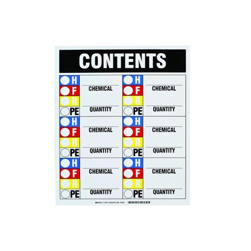 Rectangle White Hazardous Material Identification Guide (HMIG) Sign - 12" Width x 15" Height