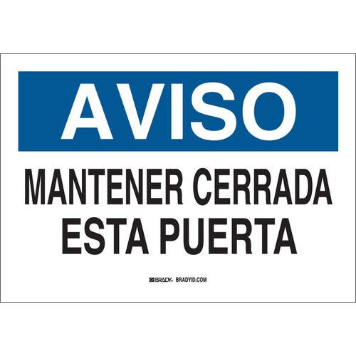 B-401 Polystyrene Rectangle White Door Sign - 14" Width x 10" Height - Language Spanish