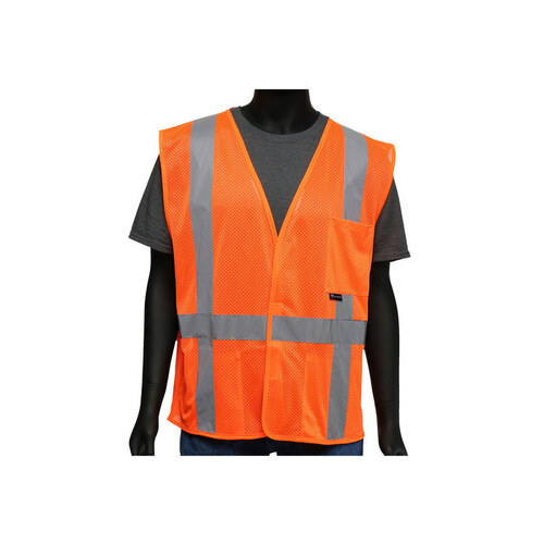 47218 Orange 2XL Polyester Mesh High-Visibility Vest - 2 Pockets