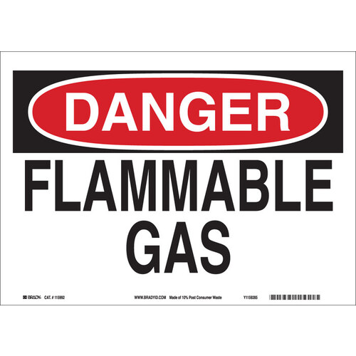 B-555 Aluminum Rectangle White Flammable Material Sign - 10" Width x 7" Height