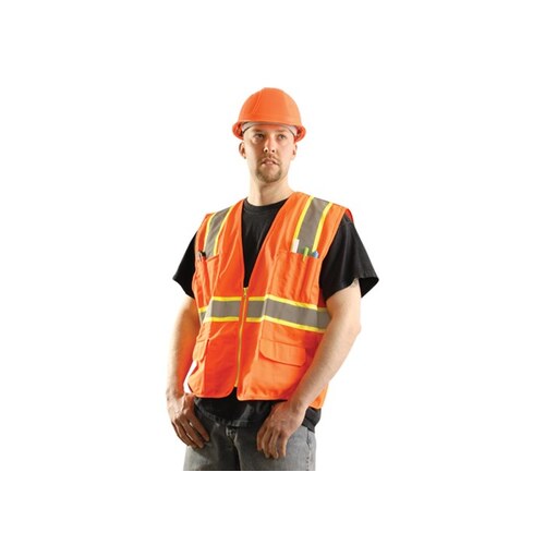 Orange 3XL Polyester Solid High-Visibility Vest - 5 Pockets