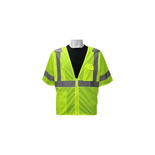 Bal ve -011 High-Visibility Lime XL Polyester Mesh High-Visibility Vest - 3 Pockets