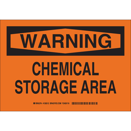 B-401 Polystyrene Rectangle Orange Chemical Storage Sign - 14" Width x 10" Height