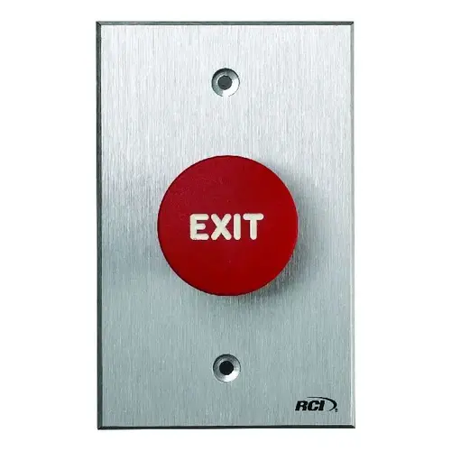 Maintained Tamper Resistant Exit Push Button, Brushed Anodized Aluminum Finish