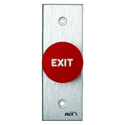 Narrow Momentary Tamper Resistant Exit Push Button, Brushed Anodized Aluminum Finish