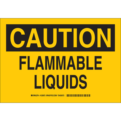 B-401 Polystyrene Rectangle Yellow Flammable Material Sign - 10" Width x 7" Height