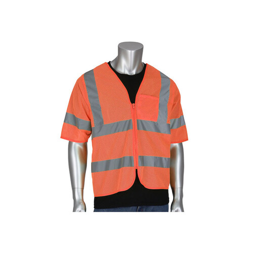 Hi-Vis Orange Large/XL Polyester Mesh High-Visibility Vest - 1 Pockets