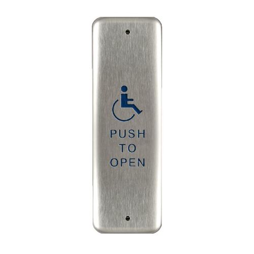 Mullion Handicap Push to Open Momentary Push Plate, Satin Stainless Steel Finish