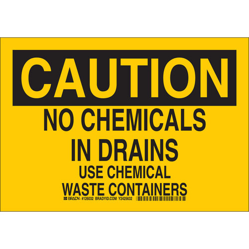 B-302 Polyester Rectangle Yellow Chemical Warning Sign - 10" Width x 7" Height - Laminated