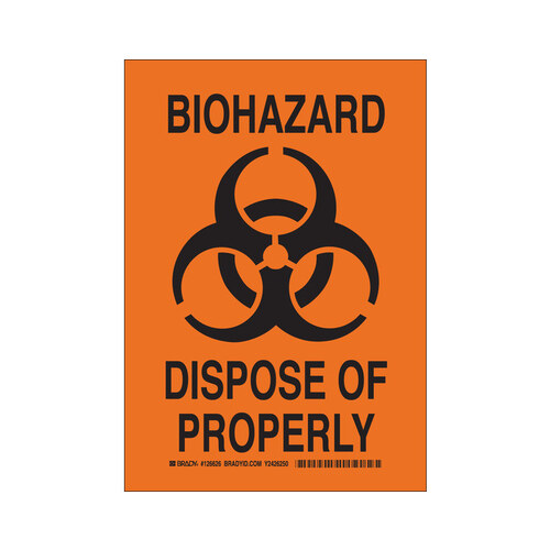 B-401 Polystyrene Rectangle Orange Biohazard Sign - 7" Width x 10" Height