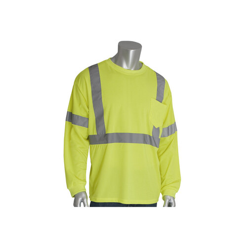 315-1350FR Lime Yellow Cotton High-Visibility Shirt - Long-Sleeve Shirt - ANSI Class 3 Rating
