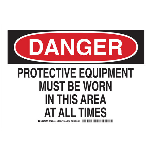 B-555 Aluminum Rectangle White PPE Sign - 10" Width x 7" Height