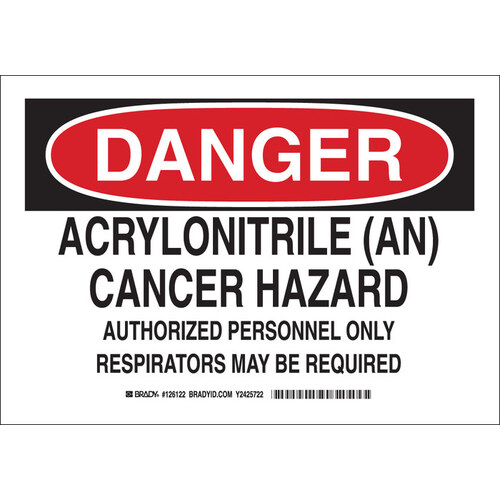 B-302 Polyester Rectangle White Chemical Warning Sign - 14" Width x 10" Height - Laminated