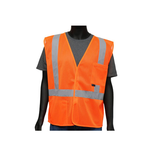 47206 Orange 3XL Polyester Mesh High-Visibility Vest - 2 Pockets