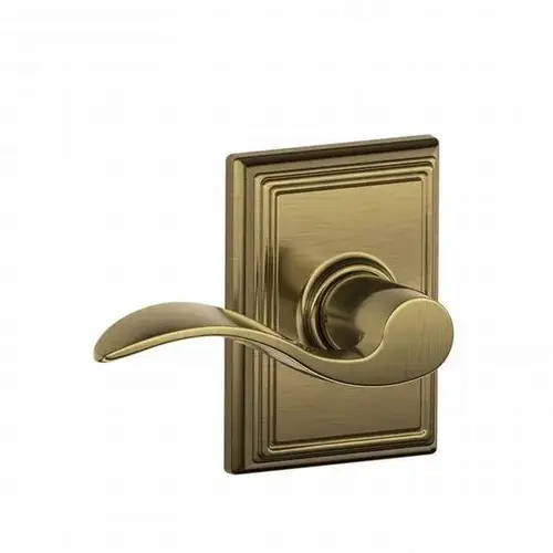 Accent Lever with Addison Rose Passage Lock with 16080 Latch and 10027 Strike Antique Brass Finish