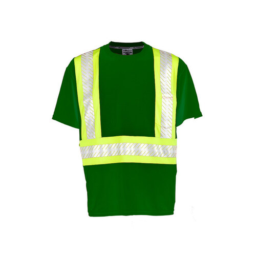 B203 Green Microfiber Polyester High Visibility Shirt - T-Shirt - ANSI Class 1 Rating