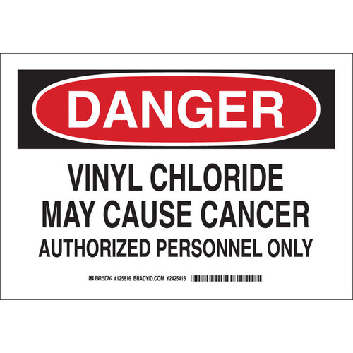 B-555 Aluminum Rectangle White Chemical Warning Sign - 10" Width x 7" Height