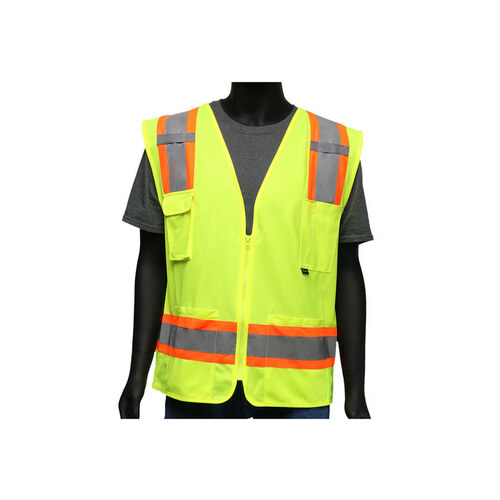 47215 Yellow 4XL Polyester Solid High-Visibility Vest - 6 Pockets