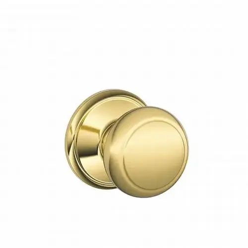 F10 Andover Passage Knob Lock, Bright Brass