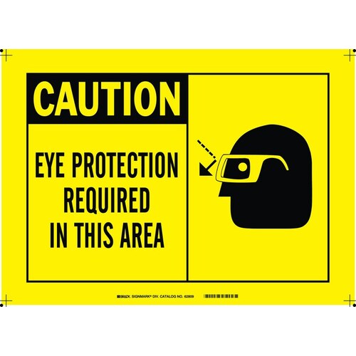 B-401 Polystyrene Rectangle Yellow PPE Sign - 14" Width x 10" Height