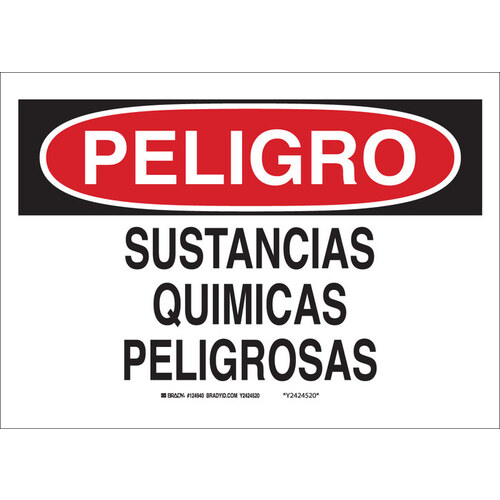 B-120 Fiberglass Reinforced Polyester Rectangle White Hazardous Material Sign - 10" Width x 7" Height - Language Spanish