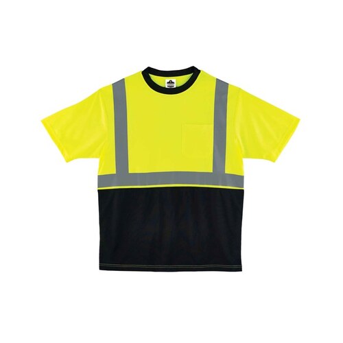 8289BK Lime/Black Breathable Knit High Visibility Shirt - T-Shirt - ANSI Class 2 Rating