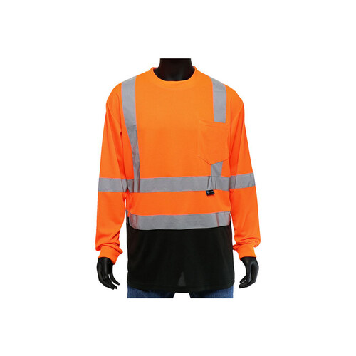 47411 Orange Polyester Birdseye Mesh High Visibility Shirt - Long-Sleeve Shirt - ANSI Class 3 Rating
