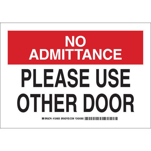 B-555 Aluminum Rectangle White Door Sign - 10" Width x 7" Height