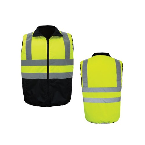 Global Glove GLO-V1 Bal ve -V1 Yellow/Green/Black 2XL Oxford Polyester  Solid High-Visibility Vest - 4 Pockets