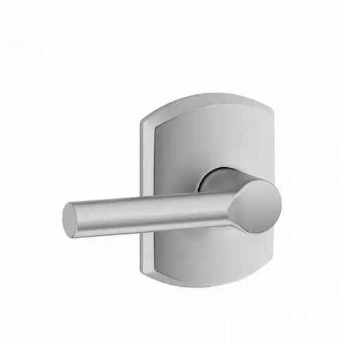 Broadway Lever with Greenwich Rose Passage Lock with 16080 Latch and 10027 Strike Satin Chrome Finish