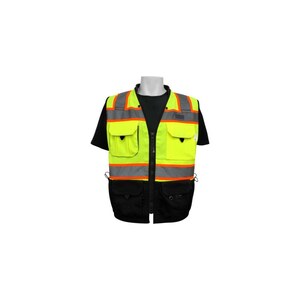 Global Glove GLO-099/LG Bal ve -099 Lime Large Polyester Mesh  High-Visibility Vest - 8 Pockets