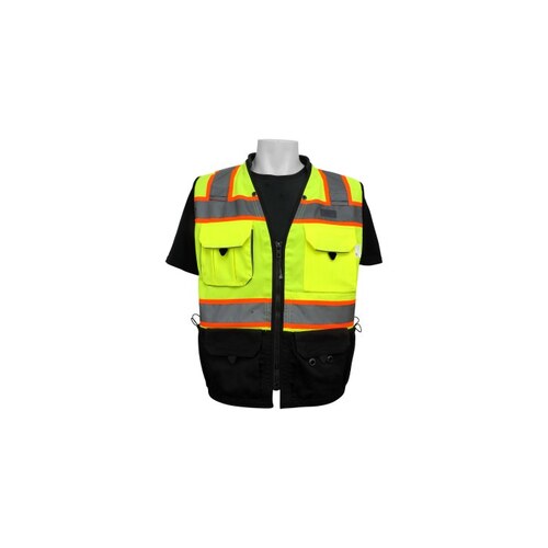 Bal ve -099 Lime Medium Polyester Mesh High-Visibility Vest - 8 Pockets