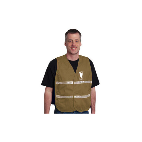 300-2506 Tan 4XL/5XL Cotton/Polyester Solid High-Visibility Vest - 4 Pockets - Fits 46" Chest - 25.8" Length