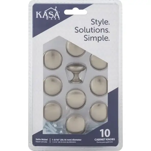 KasaWare K778SN10 1-3/16" Cabinet Knobs Satin Nickel Finish