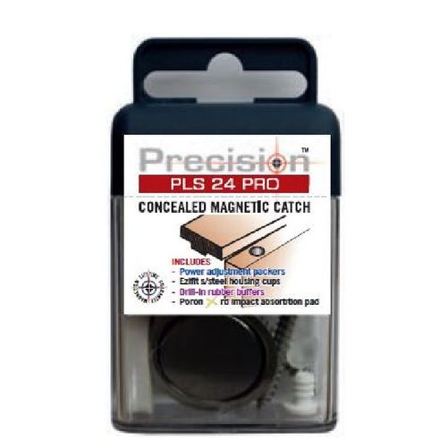 Precision Lock PLS24PRO Magnetic Catch with Adjustable Strength - Brushed Stainless Finish
