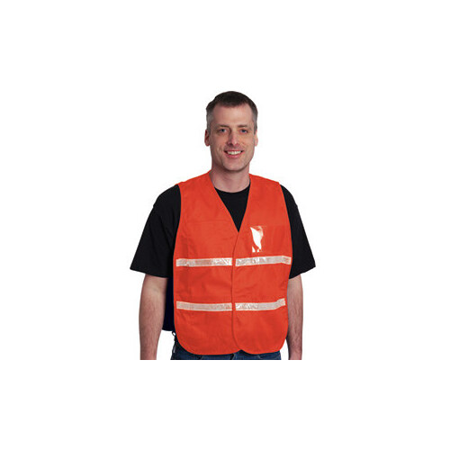 300-1507 Orange Medium to XL Polyester Solid High-Visibility Vest - 4 Pockets - Fits 39.8" Chest - 24" Length