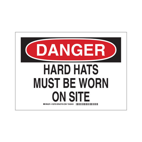 B-302 Polyester Rectangle White Construction Site Sign - 10" Width x 7" Height - Laminated